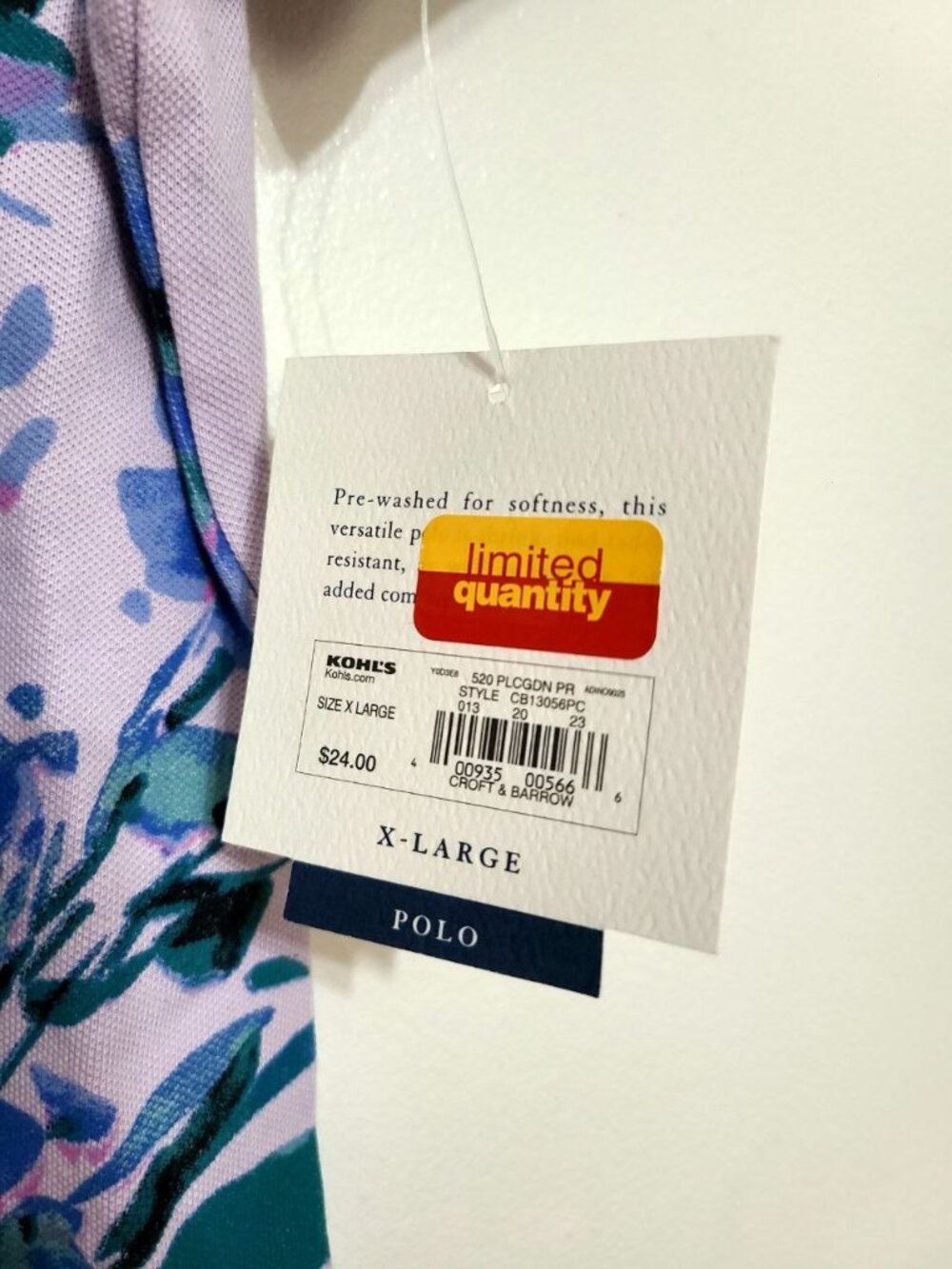 Lavender Floral Button‑Front Polo Tee - Picture 4 of 5